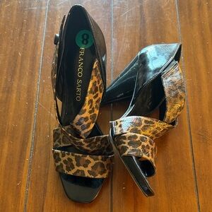 Franco Sarto Leopard Print Open Toe Heels